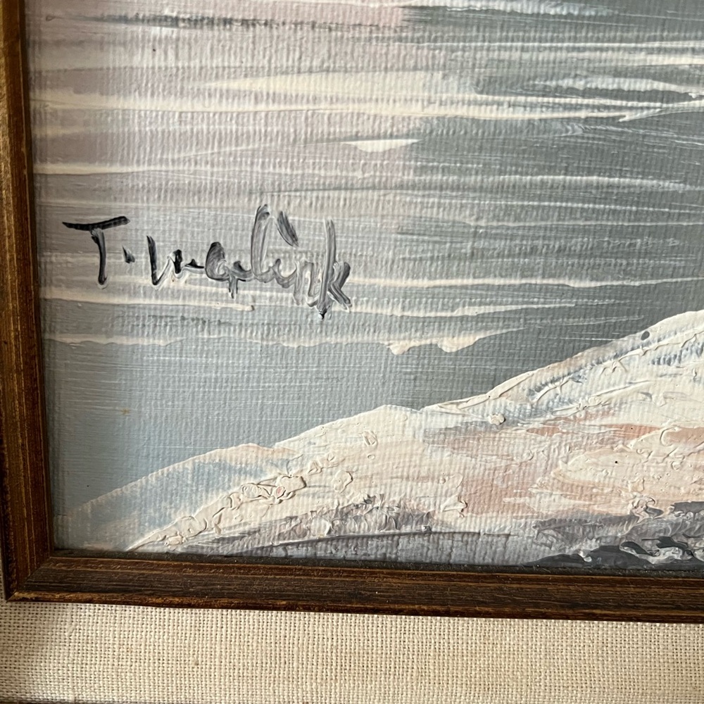 Vtg Oceanside Villa Pastel Floral Oil Painting On Canvas Signed Wood Frame - Picture 3 of 8